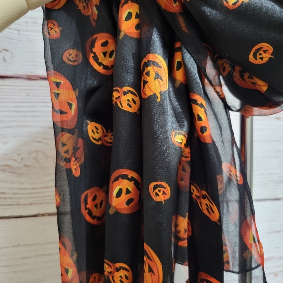 Pumpkin Shadow Stripe Faux Silk Scarf - Picture 4 of 11